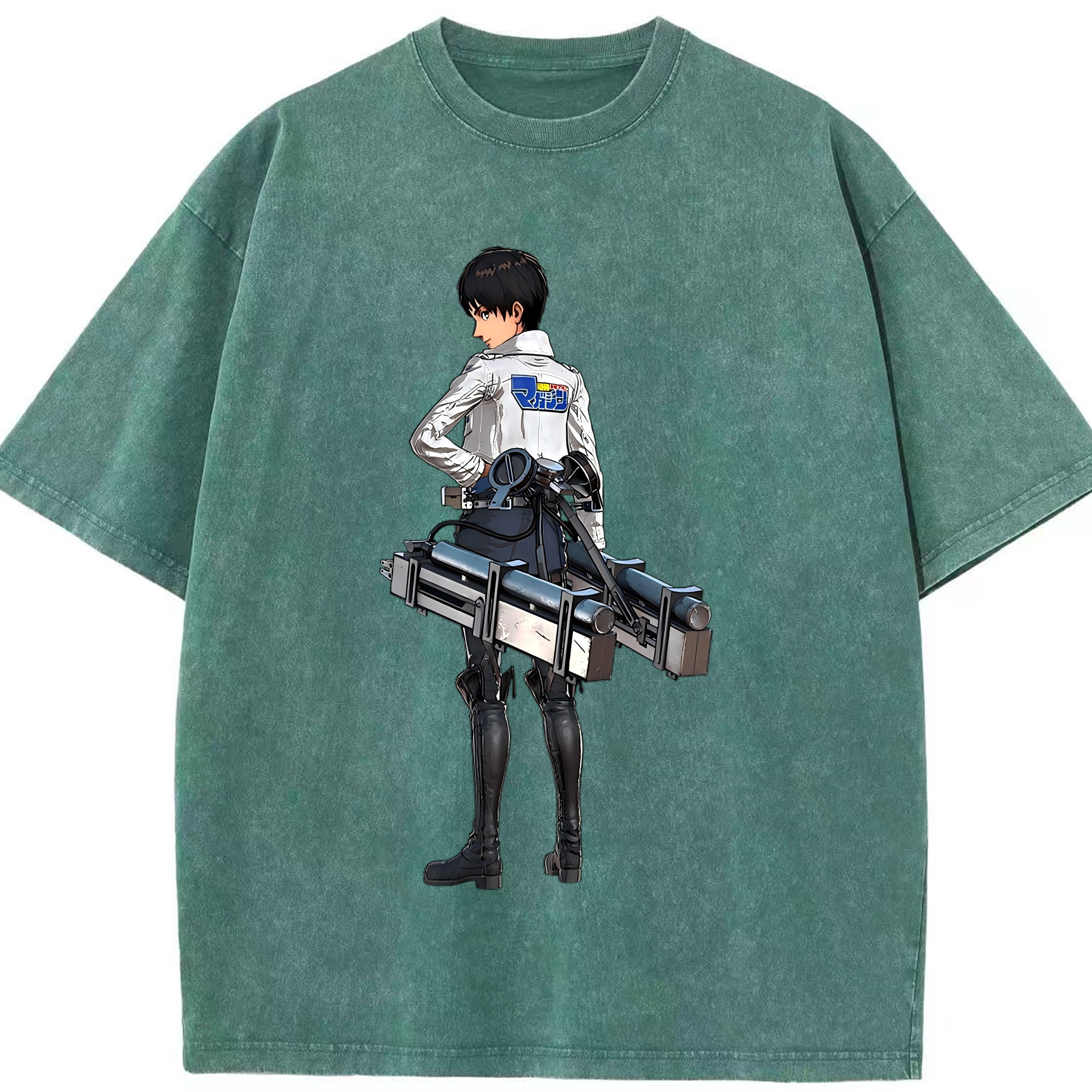 （画像用） 進撃の巨人 エレン･イェーガー Attack on Titan Eren Jäger 綿100% ヴィンテージ風 半袖Tシャツ（フロントプリント）